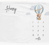 Blue Hot Air Balloon Milestone Blanket